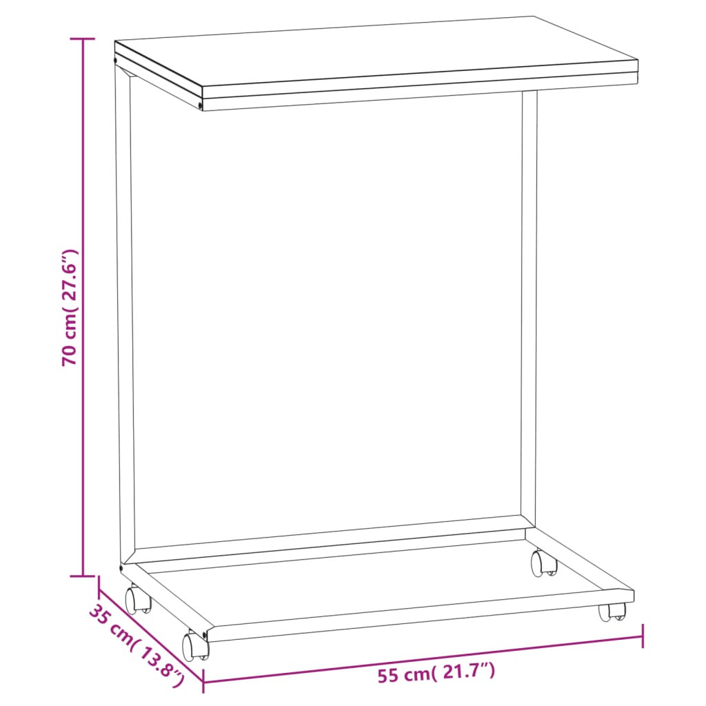 Tavolino con Ruote Bianco 55x35x70 cm in Legno Multistrato - homemem39