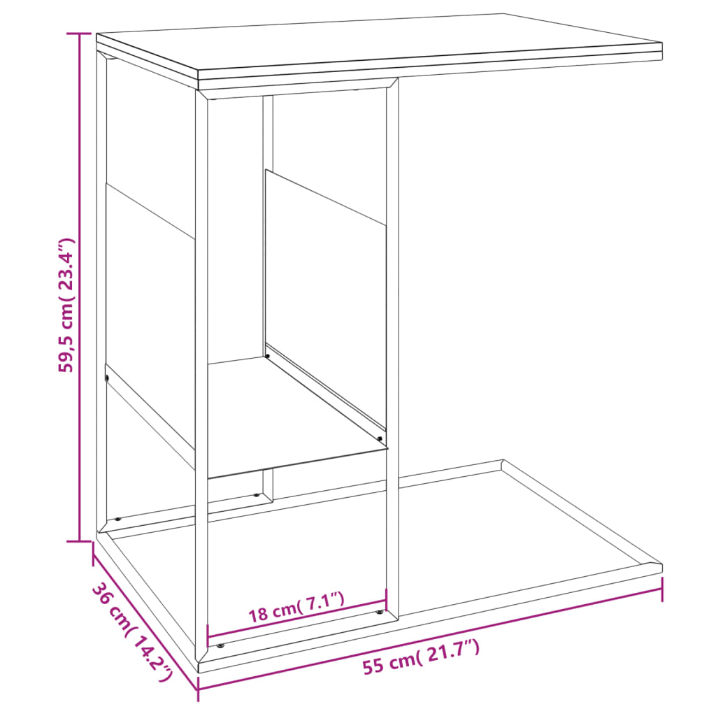 Tavolino Nero 55x36x59,5 cm Legno Multistrato - homemem39