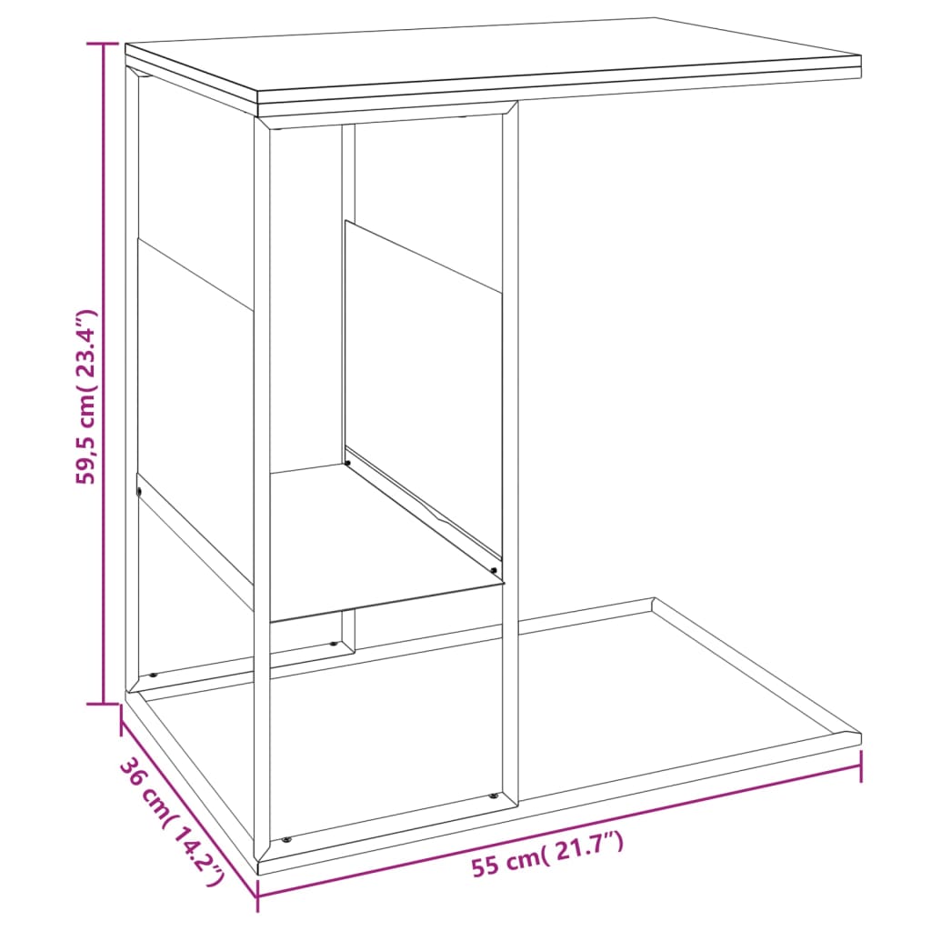 Tavolino Nero 55x36x59,5 cm Legno Multistrato - homemem39