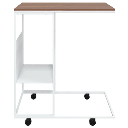Tavolino con Ruote Bianco 55x36x63,5 cm in Legno Multistrato - homemem39