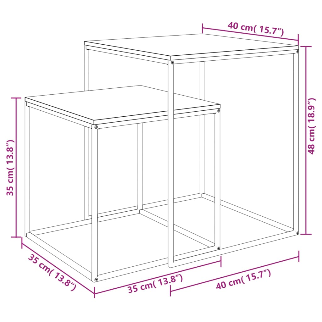 Set di Tavolini 2 pz in Legno Multistrato e Metallo - homemem39