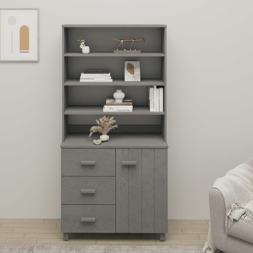 Credenza HAMAR in Legno Massello di Pino Grigio Chiaro - homemem39