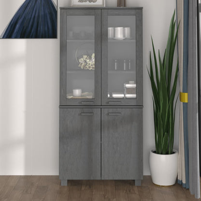 Credenza HAMAR in Legno Massello di Pino Grigio Scuro - homemem39