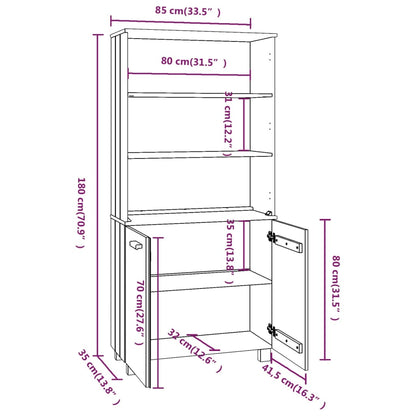 Credenza HAMAR in Legno Massello di Pino Marrone - homemem39