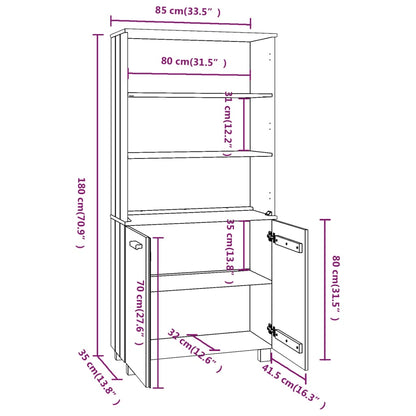 Credenza HAMAR in Legno Massello di Pino Grigio Scuro - homemem39