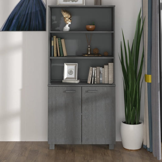 Credenza HAMAR in Legno Massello di Pino Grigio Scuro - homemem39