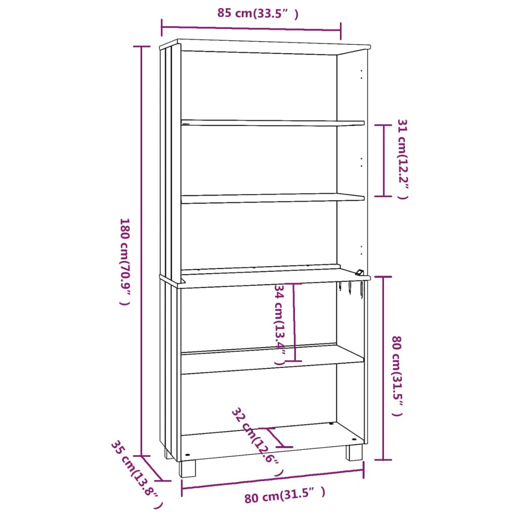 Credenza HAMAR in Legno Massello di Pino Marrone - homemem39