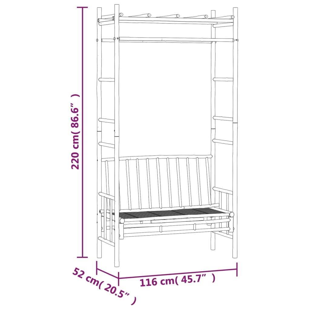 Panca da Giardino con Pergola 116 cm in Bambù - homemem39