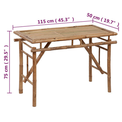 Tavolo da Giardino Pieghevole 115x50x75 cm Bambù - homemem39