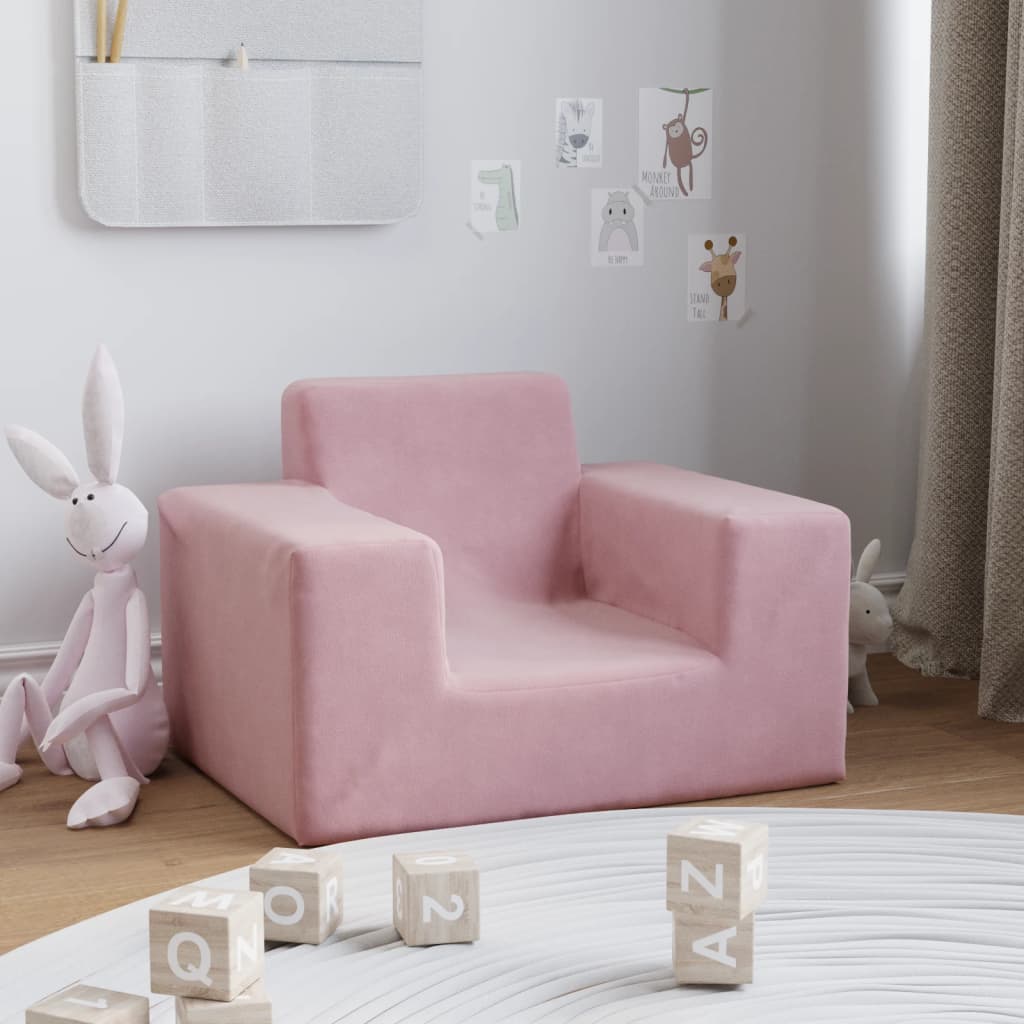 Divano per Bambini Rosa in Morbido Peluche - homemem39