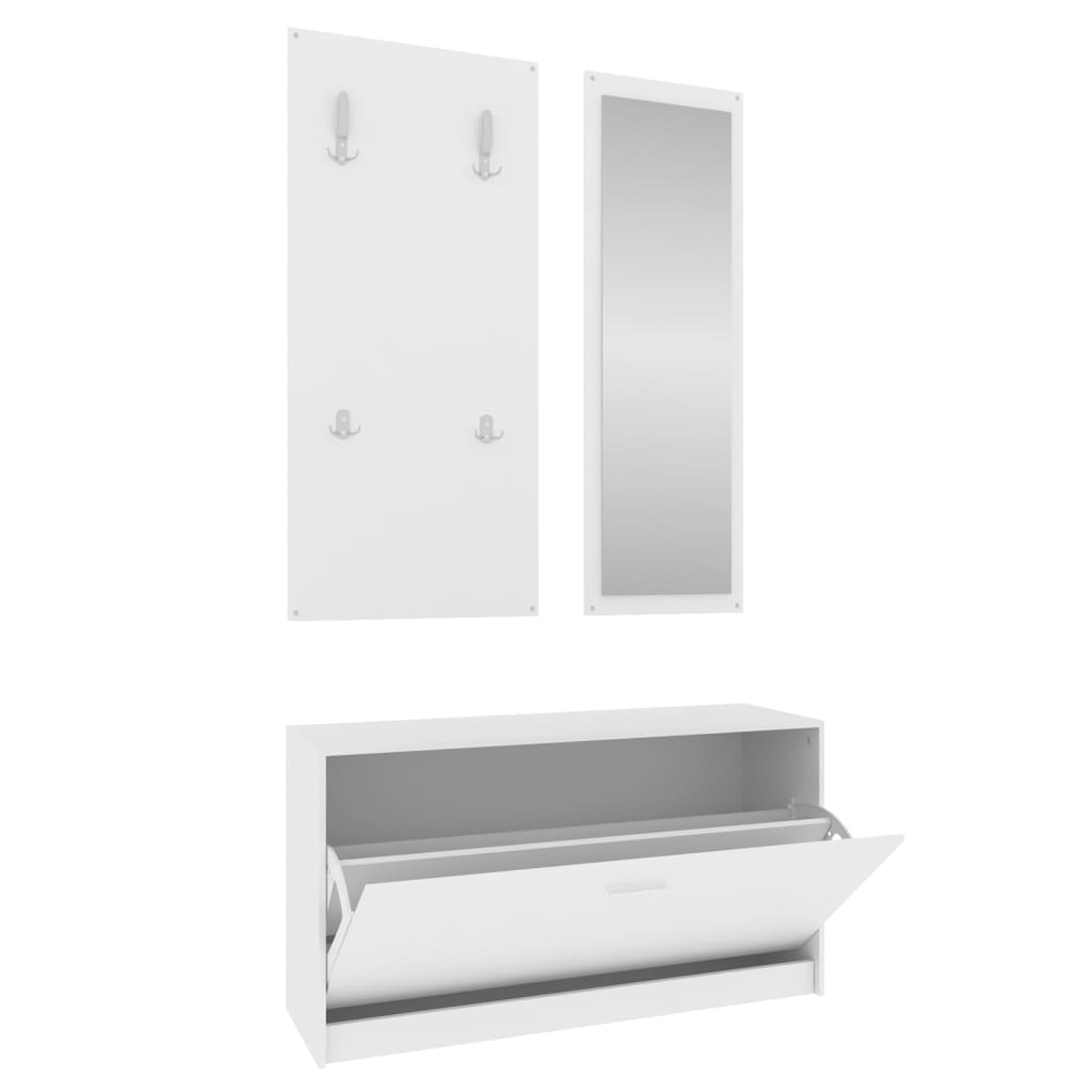 Set Scarpiere 3 in 1 Bianco in Legno Multistrato - homemem39