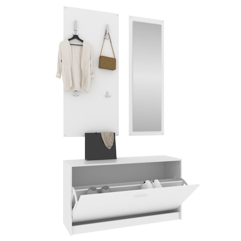 Set Scarpiere 3 in 1 Bianco in Legno Multistrato - homemem39