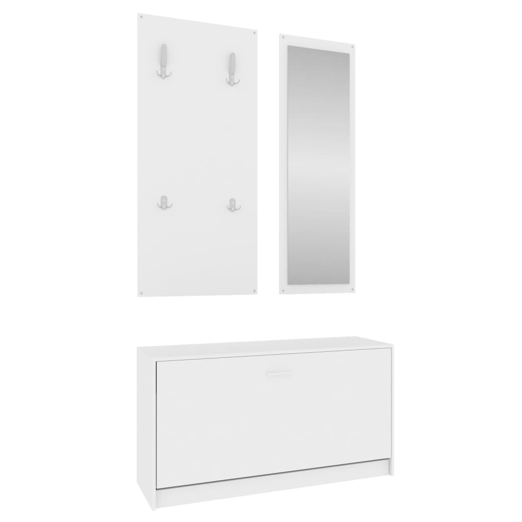 Set Scarpiere 3 in 1 Bianco in Legno Multistrato - homemem39