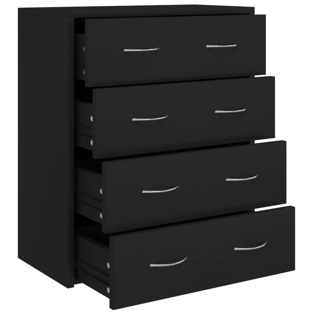 Credenza con 4 Cassetti 60x30,5x71 cm Nera - homemem39