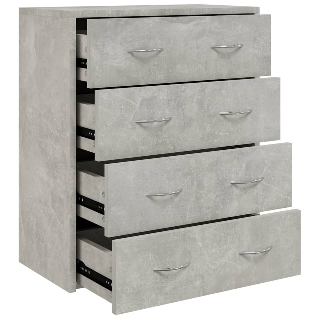 Credenza con 4 Cassetti 60x30,5x71 cm Grigio cemento - homemem39