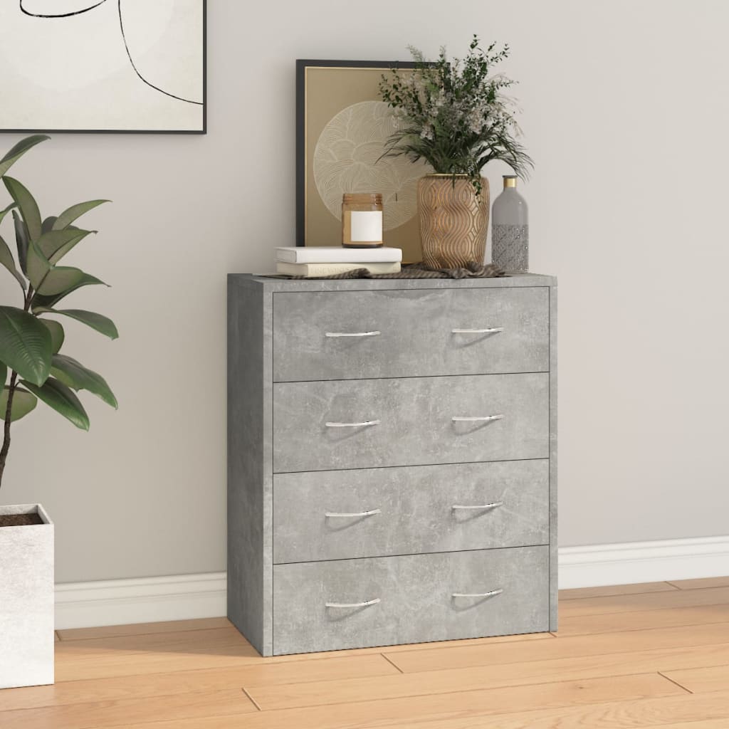 Credenza con 4 Cassetti 60x30,5x71 cm Grigio cemento - homemem39