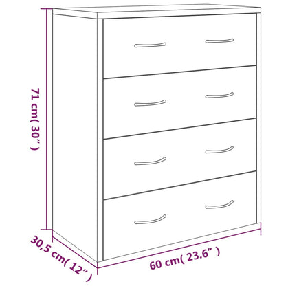 Credenza con 4 Cassetti 60x30,5x71 cm Bianco lucido - homemem39