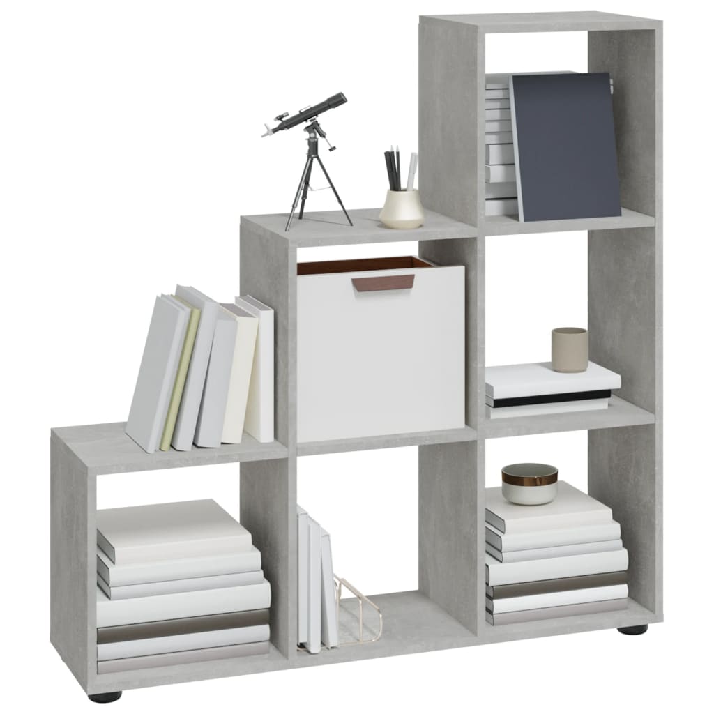 Libreria a Scala Grigio Cemento 107 cm in Legno Multistrato - homemem39