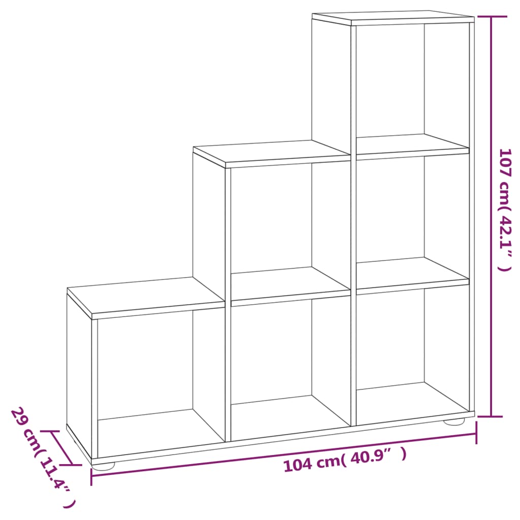 Libreria a Scala Grigio Cemento 107 cm in Legno Multistrato - homemem39