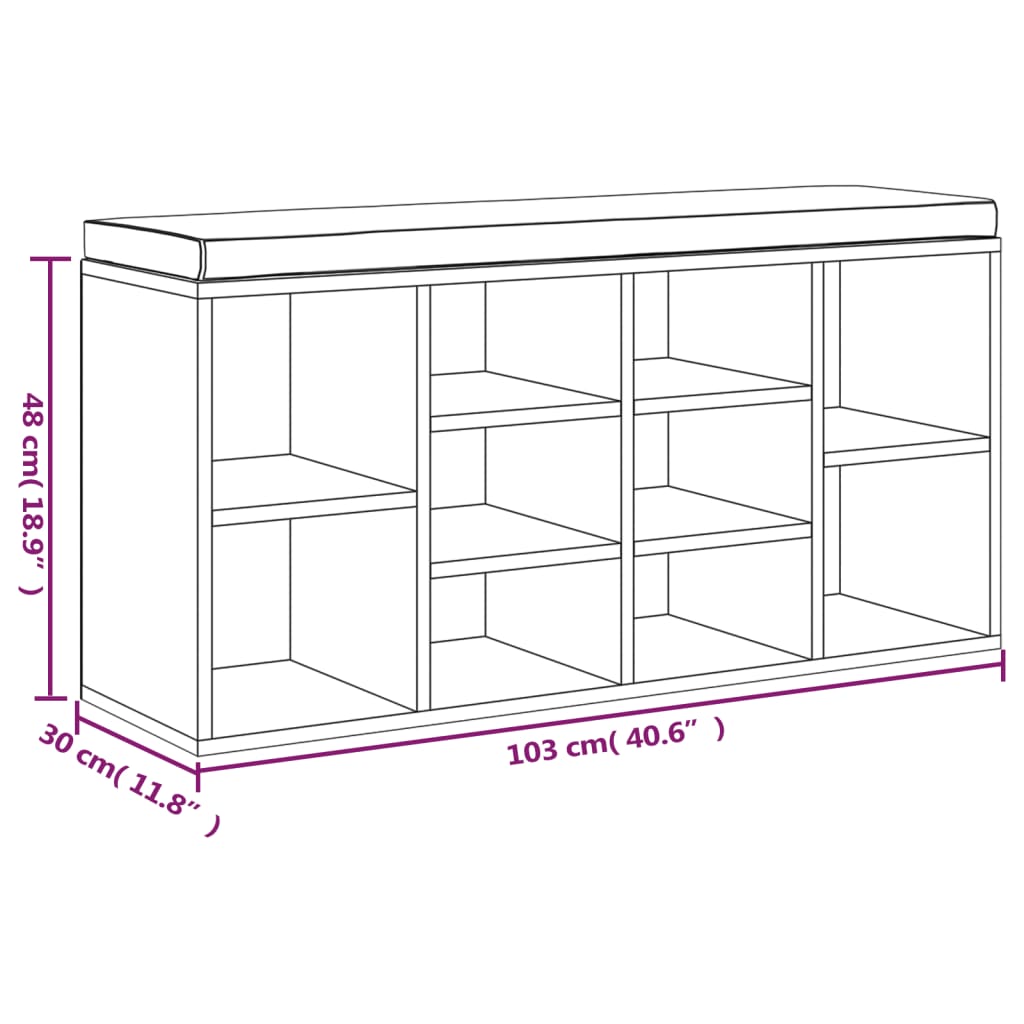 Scarpiera Nera 103x30x48 cm in Legno Multistrato - homemem39