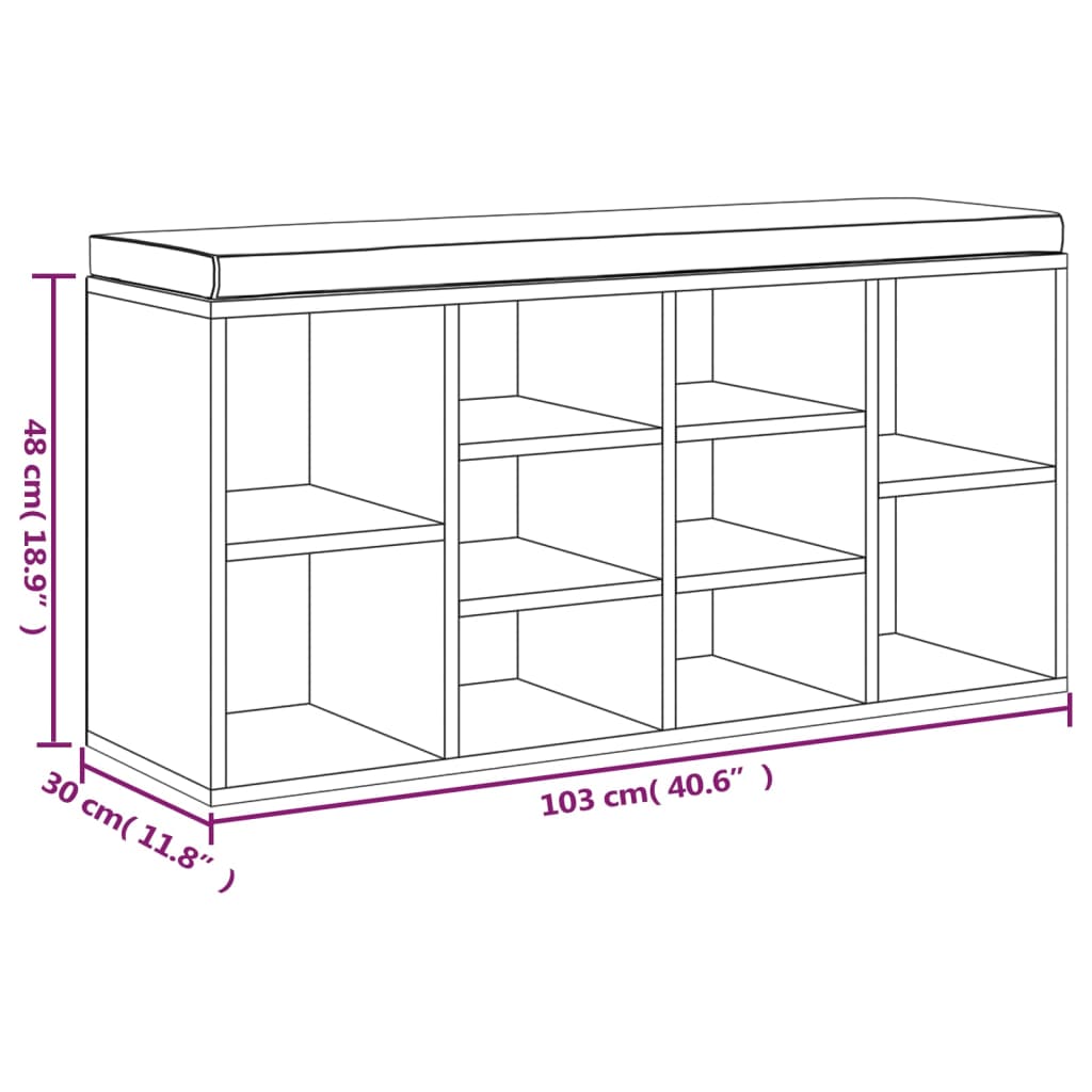 Scarpiera Grigio Sonoma 103x30x48 cm in Legno Multistrato - homemem39