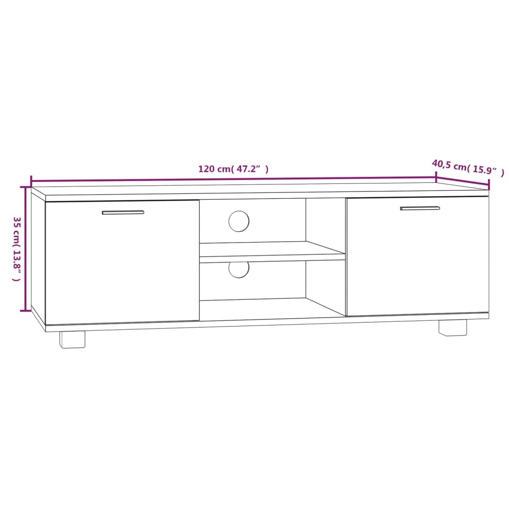 Mobile Porta TV Bianco 120x40,5x35 cm in Legno Multistrato - homemem39