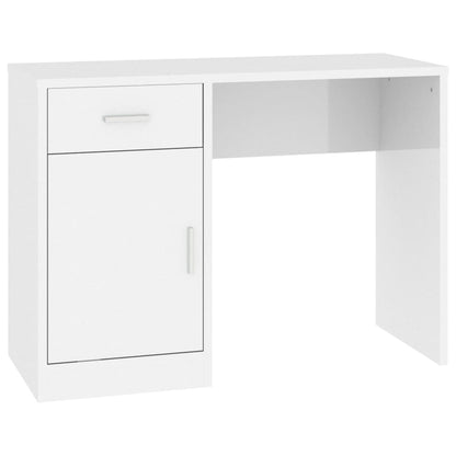 Scrivania Cassetto Bianco Lucido 100x40x73cm Legno Multistrato - homemem39