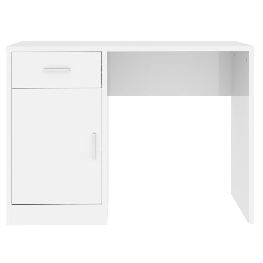 Scrivania Cassetto Bianco Lucido 100x40x73cm Legno Multistrato - homemem39