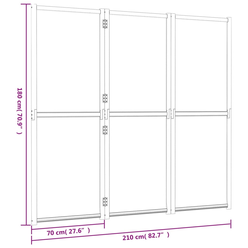 Divisorio a 3 Pannelli Bianco Crema 210x180 cm - homemem39