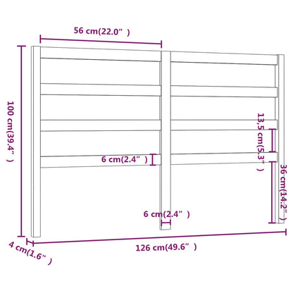 Testiera per Letto 126x4x100 cm in Legno Massello di Pino - homemem39