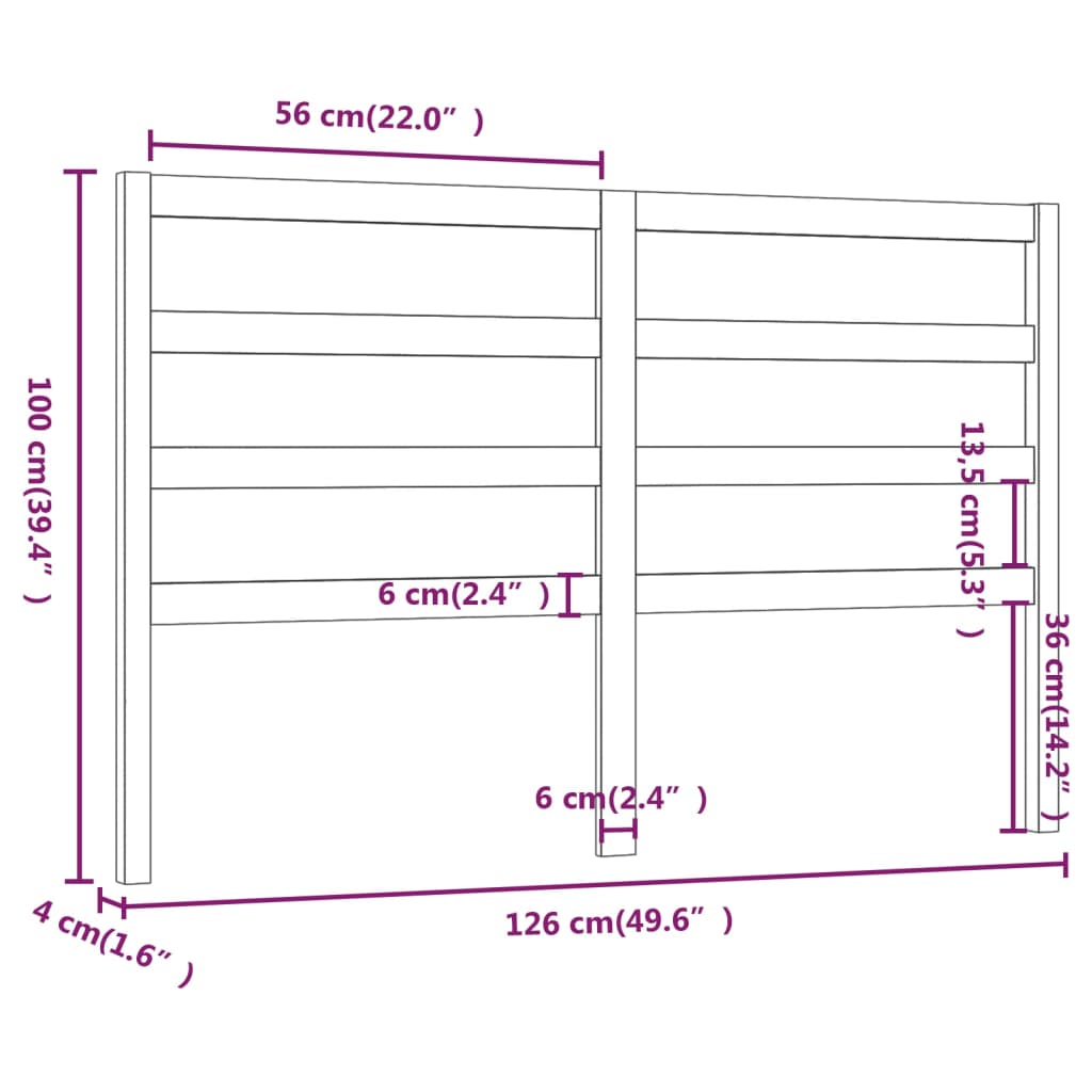 Testiera per Letto Miele 126x4x100 cm in Legno Massello di Pino - homemem39