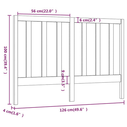 Testiera per Letto 126x4x100 cm in Legno Massello di Pino - homemem39