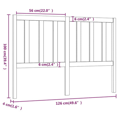 Testiera per Letto 126x4x100 cm in Legno Massello di Pino - homemem39