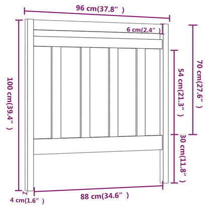 Testiera per Letto 96x4x100 cm in Legno Massello di Pino - homemem39