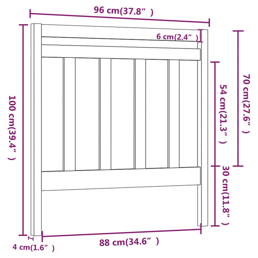 Testiera per Letto Grigia 96x4x100 cm in Legno Massello di Pino - homemem39