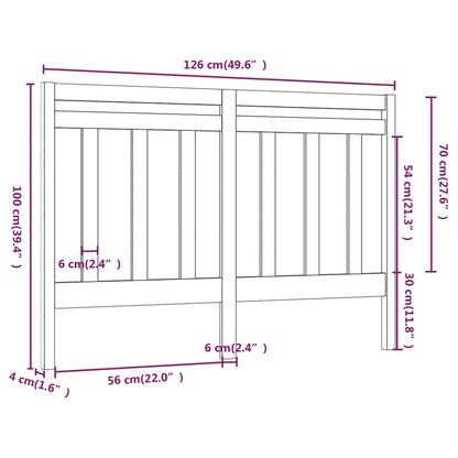 Testiera per Letto Bianca 126x4x100cm in Legno Massello di Pino - homemem39