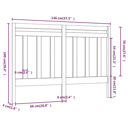 Testiera per Letto Bianca 146x4x100 cm Legno Massello di Pino - homemem39