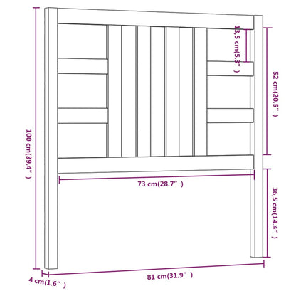 Testiera per Letto 81x4x100 cm in Legno Massello di Pino - homemem39