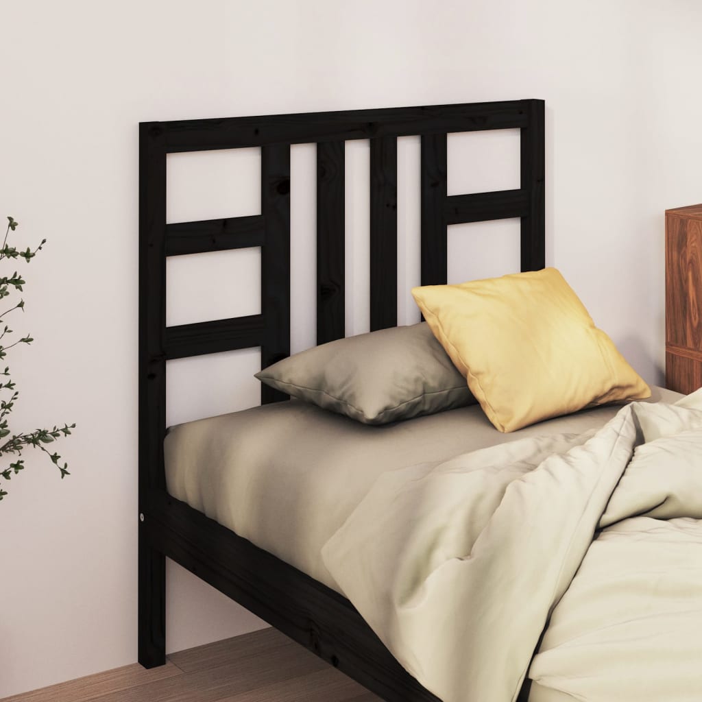 Testiera per Letto Nera 81x4x100 cm in Legno Massello di Pino - homemem39