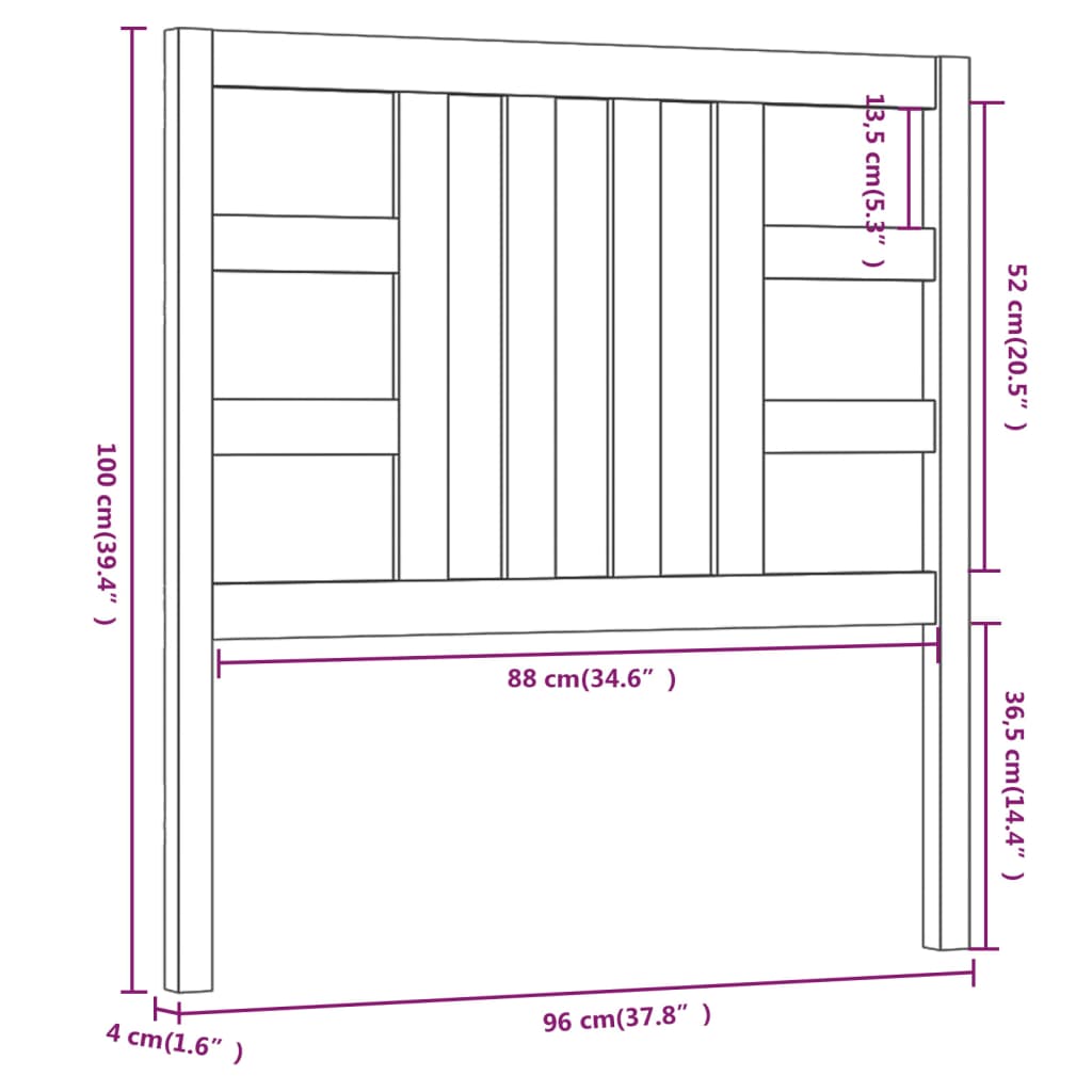 Testiera per Letto Miele 96x4x100 cm in Legno Massello di Pino - homemem39