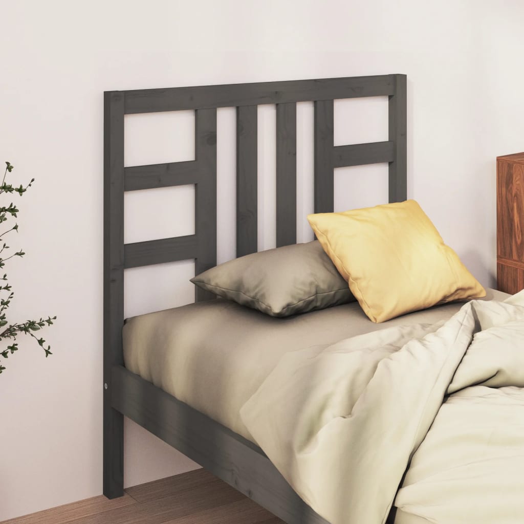 Testiera per Letto Grigia 106x4x100 cm Legno Massello di Pino - homemem39