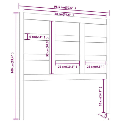 Testiera per Letto 95,5x4x100 cm in Legno Massello di Pino - homemem39