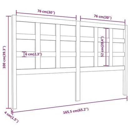 Testiera Letto Nera 165,5x4x100 cm in Legno Massello di Pino - homemem39