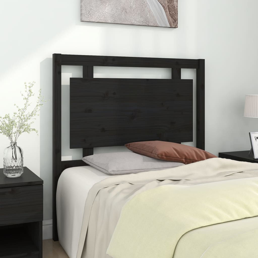 Testiera per Letto Nera 95,5x4x100 cm Legno Massello di Pino - homemem39