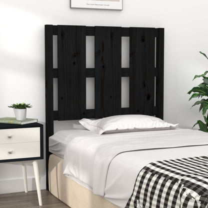 Testiera per Letto Nera 80,5x4x100 cm in Legno Massello di Pino - homemem39