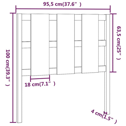 Testiera per Letto Grigia 95,5x4x100 cm Legno Massello di Pino - homemem39