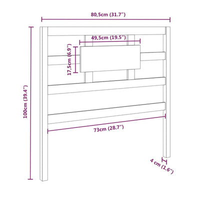 Testiera per Letto 80,5x4x100 cm in Legno Massello di Pino - homemem39