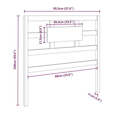 Testiera per Letto 95,5x4x100 cm in Legno Massello di Pino - homemem39