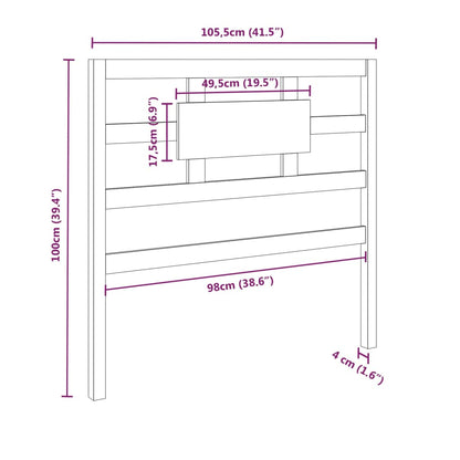 Testiera per Letto 105,5x4x100 cm in Legno Massello di Pino - homemem39