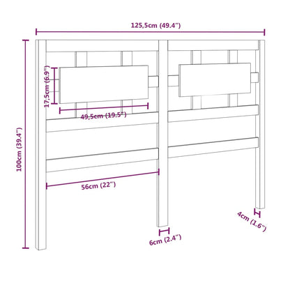 Testiera Letto 125,5x4x100 cm in Legno Massello di Pino - homemem39